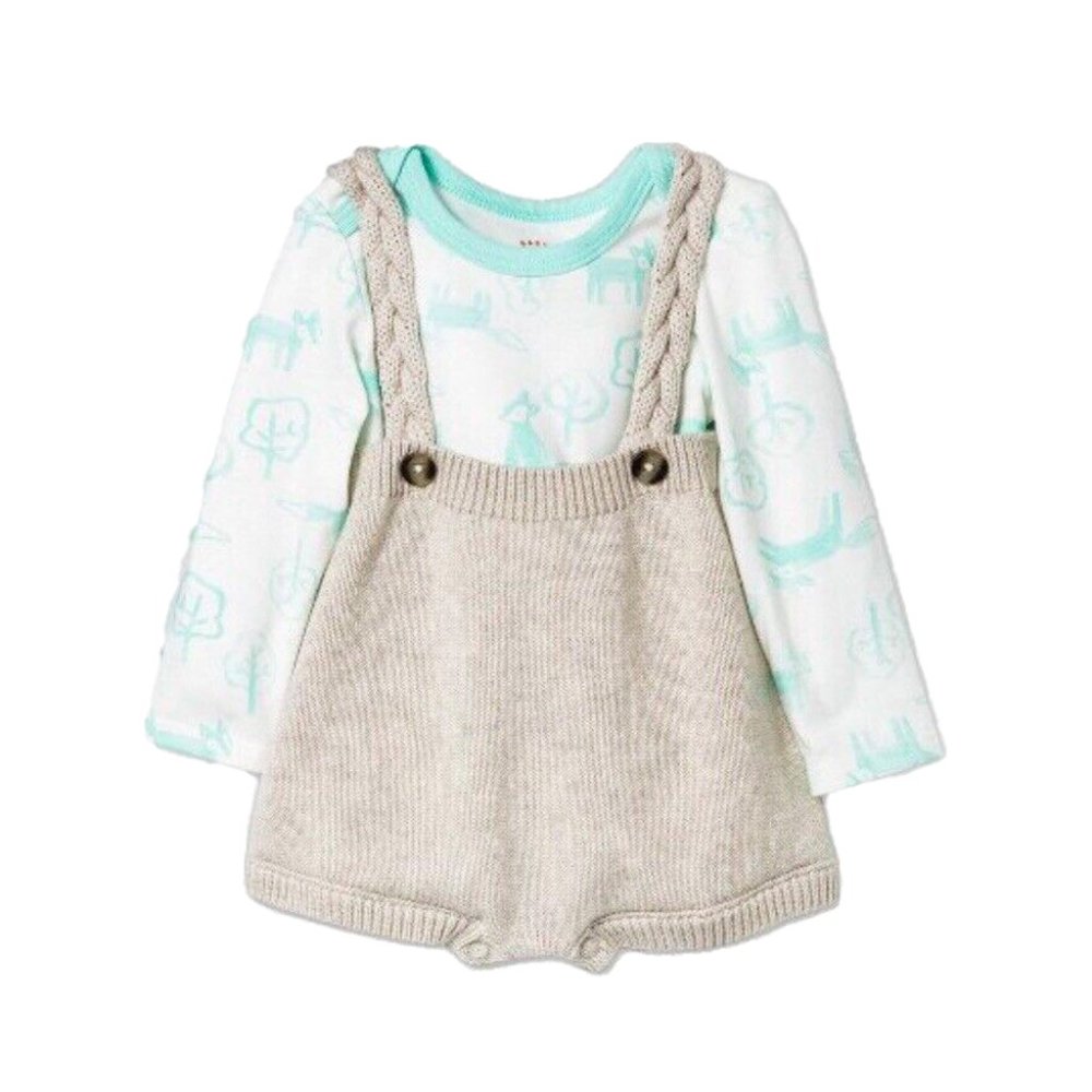 Baby Cat & Jack Knit Woodland Romper Sizes NB, 18M - 2-Pc Shorts & Shirt Outfit